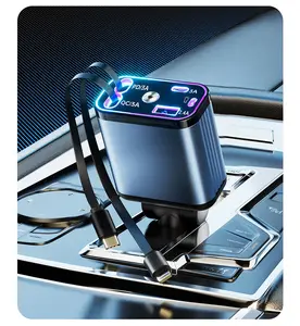 Must Have Car Gadget! 120W 4-Port Super Fast Charger With Starry Sky LED Atmosphere Light，All In One GadgetGift ，Car Owners