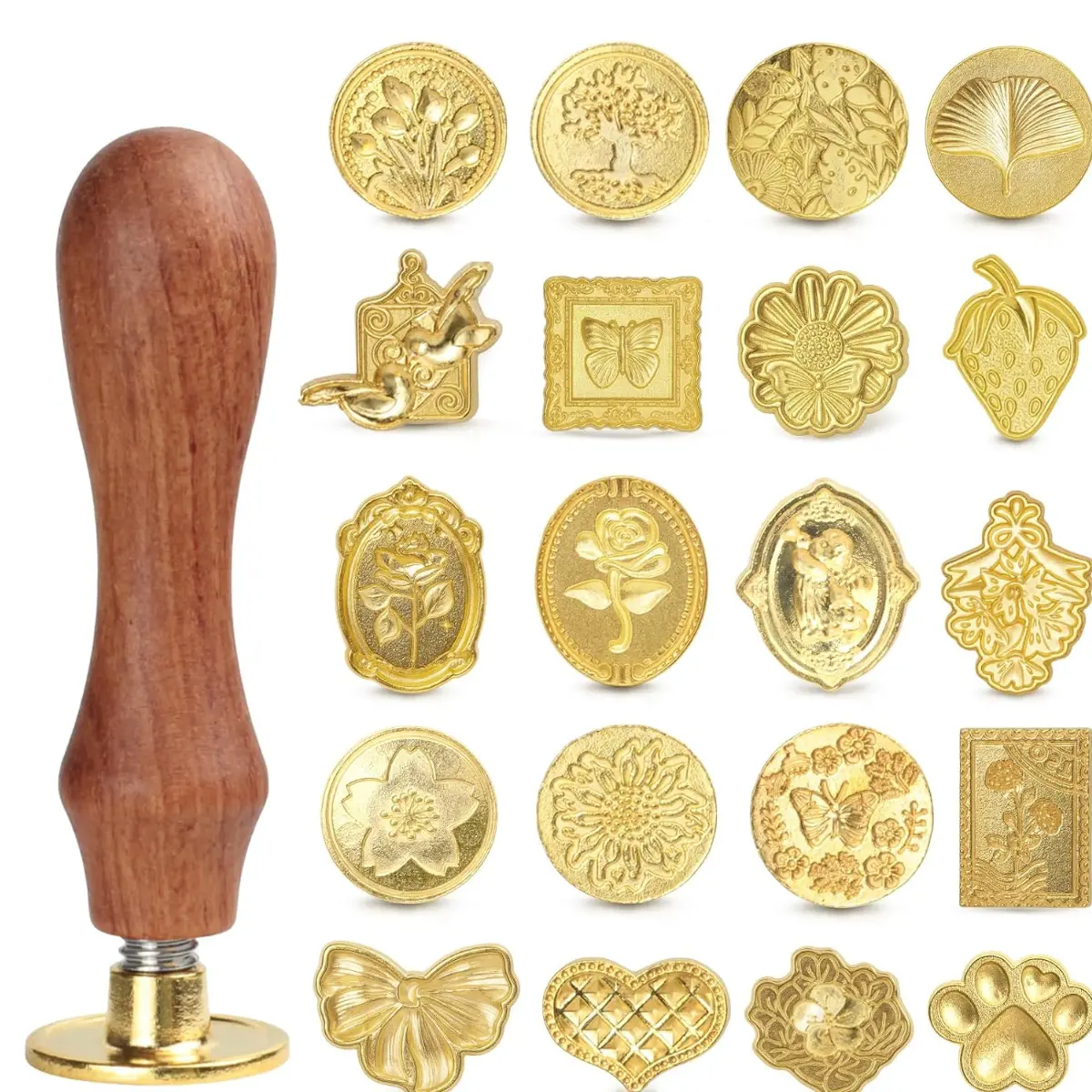 Vintage Wax Seal Stamp Set 20 Pcs | Classic Sealing Stamp Kit with Wooden Handle for Invitations, Letters, Gift Wrapping & Crafts