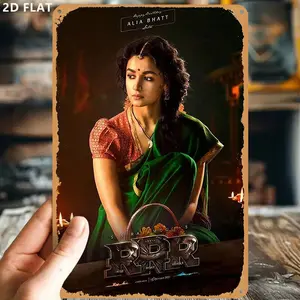 Vintage Alia Bhatt Iron Metal Tin Sign 8x12inch, Unique Flat Decorative Plaque for Indoor and Outdoor Festival Decoration