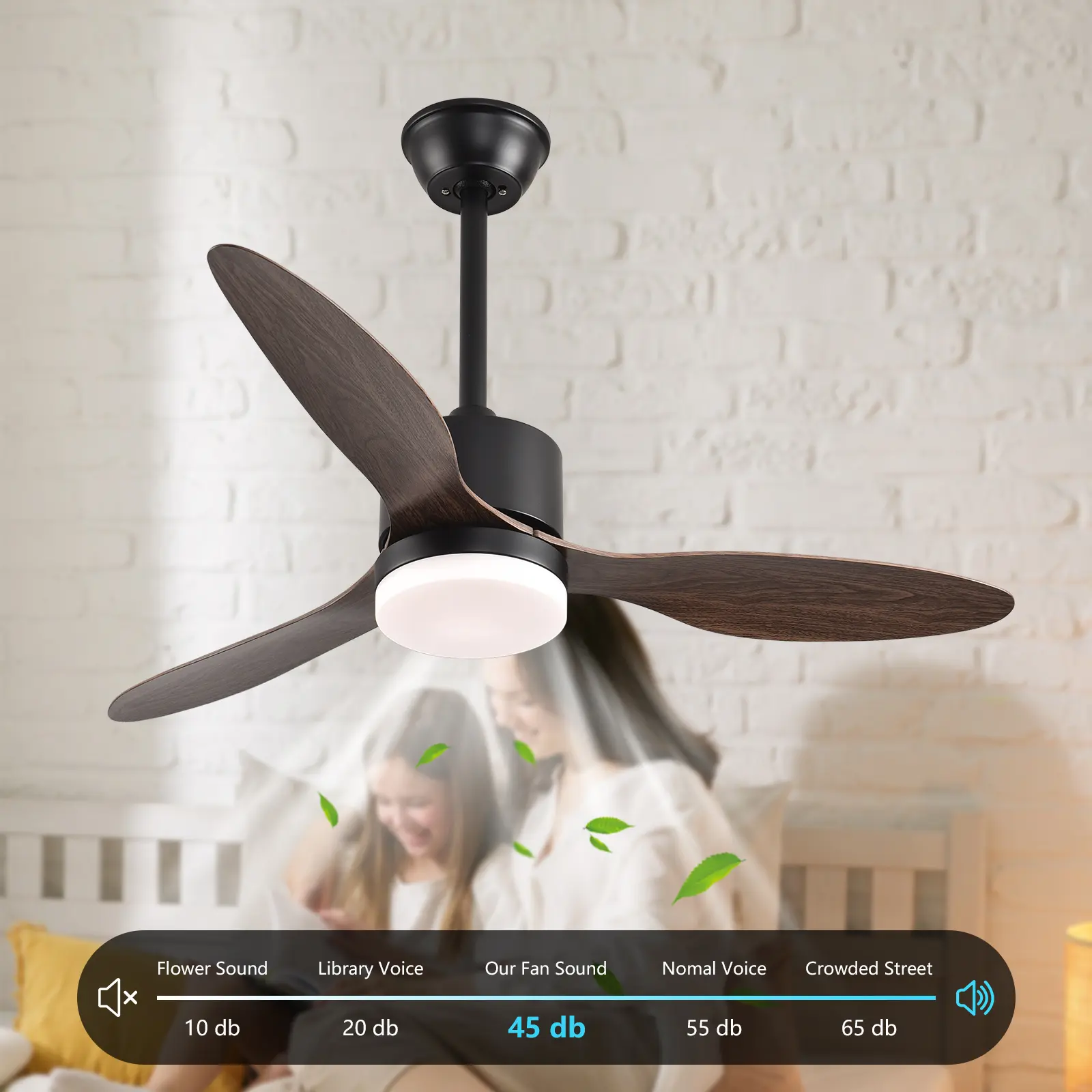 AHAWILL 42'' Ceiling Fans with Lights and Remote,Outdoor Ceiling Fan with LED Light,6 Speed,Retractable,High cfm,3 Blades Ceiling Fans for Patio,Bedroom,Living Room,Indoor. (Bright Woodgrain)