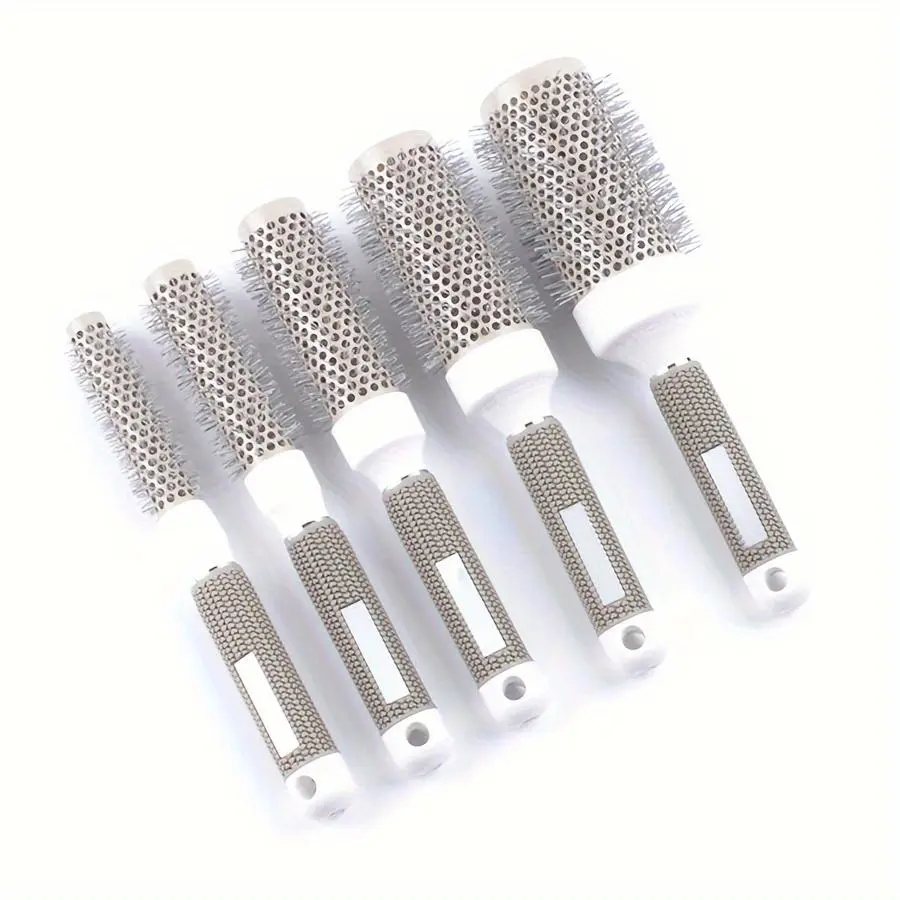 Hair Styling Tool Set, 5 Counts/set Round Brush, Curling Brush, Hair Brush Curly Hair for All Hair Types, Heatless Styling Tools for Women & Men