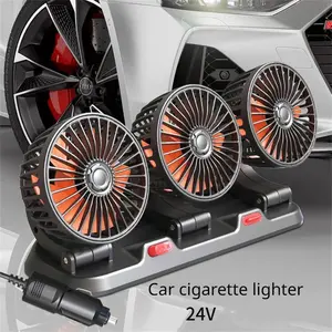 Car Fan 360° Adjustable 3 Head Air Fan Automotive Electric Fan USB/12V/24V Fan 2 Speeds Car Silent Fan For Home Desk Office&Car Car Cooling Fan Car Air Diffuser