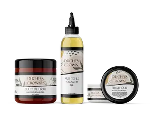 Complete Healthy Hair Trio | Anti-Itch Growth Oil + Dulce De Leche Moisturizer + Firm Hold Edge Control