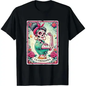 Women's Essential Short-Sleeve Casual T-Shirt - La Chingona Tarot Card, Funny Spanish Slang, Boss Latina Power, Comfortable Everyday Wear