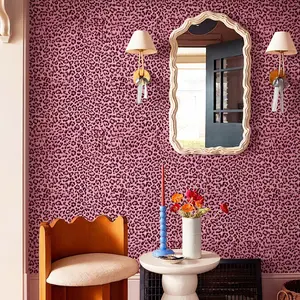 Pink Leopard Print Peel and Stick Wallpaper Self Adhesive Removable Rental Friendly Contact Paper for Bedroom Bathroom Living Room Accent Wall