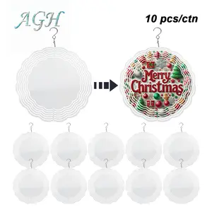 AGH 10pcs Halloween and Christmas Sublimation Wind Spinner Round Shapes for Home Decor
