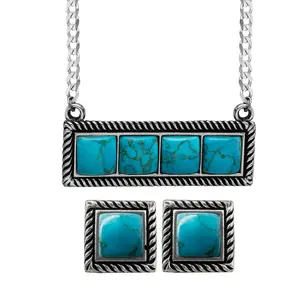 Women's Turquoise Jewelry Set | Western Earrings & Pendant Set!