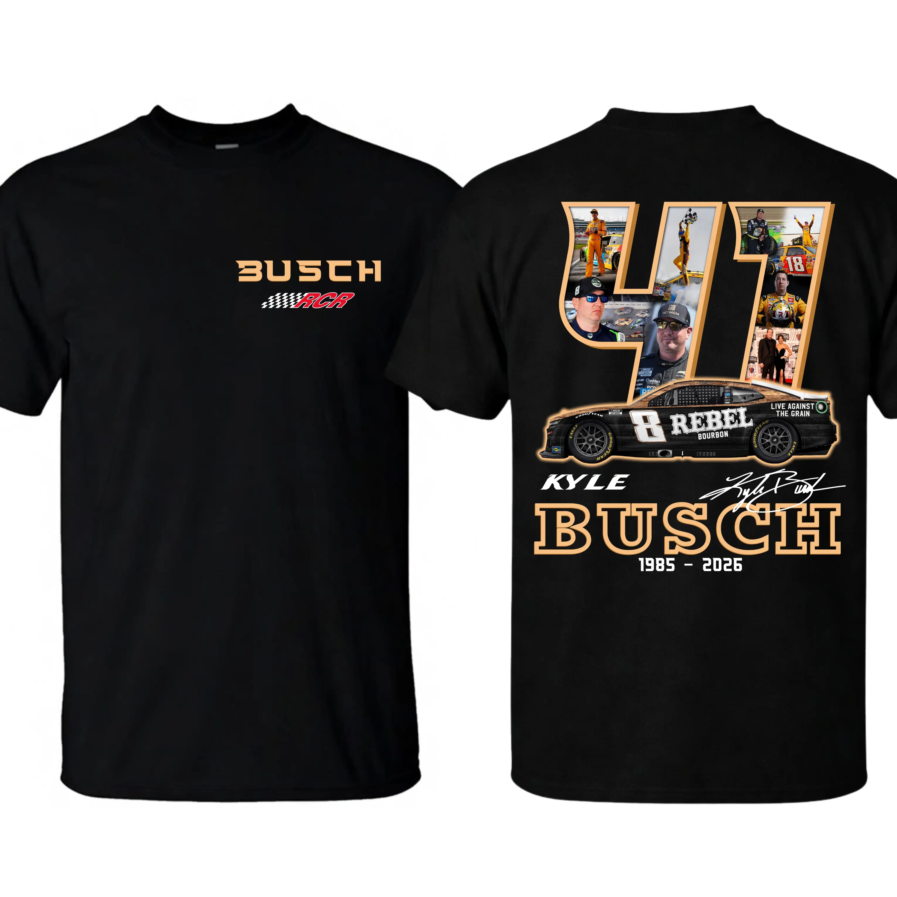 Kyle Busch 2-side 41 Tribute T-Shirt, NASCAR Legend Memorial Tee, RIP Rowdy Shirt, Vintage NASCAR Tribute Top