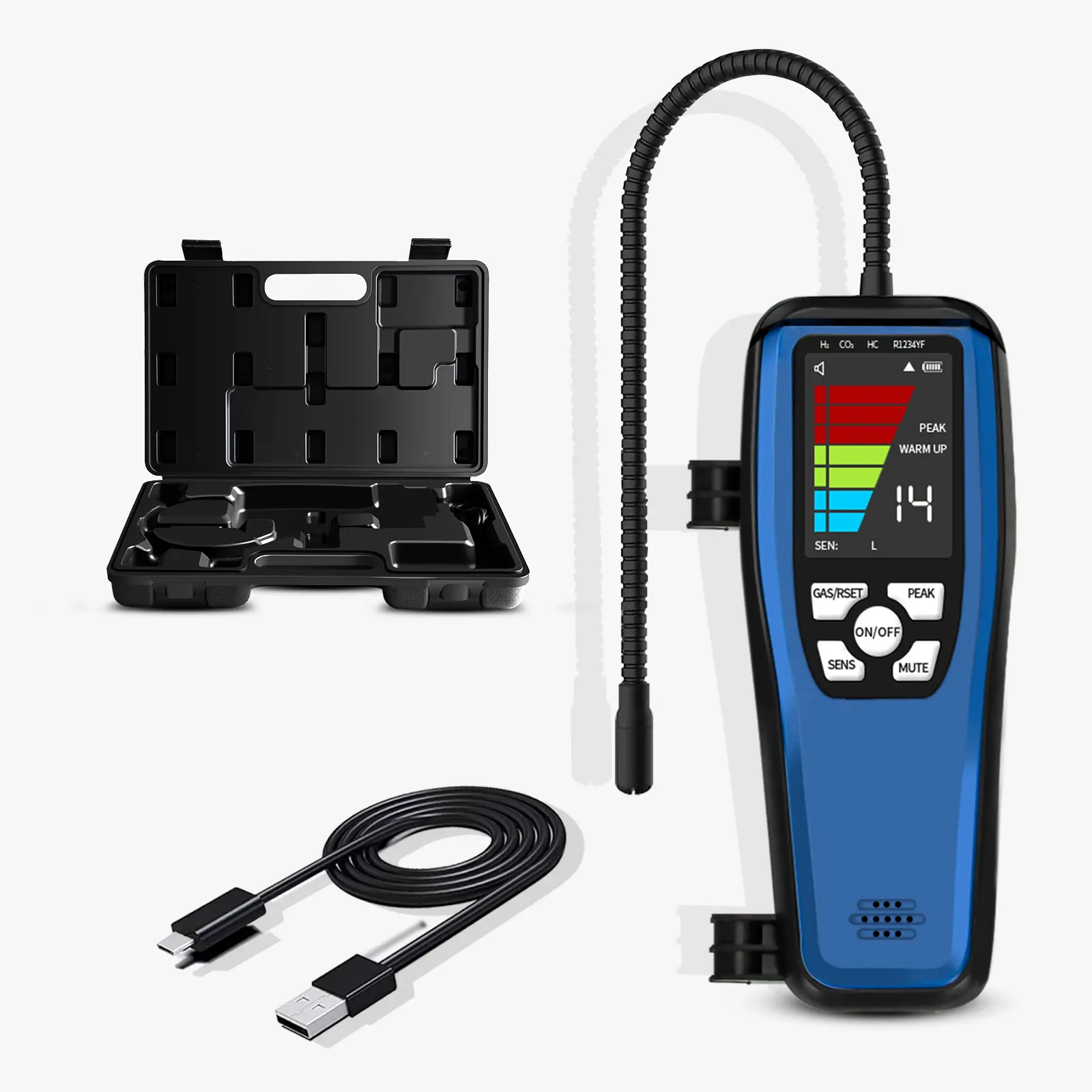 ALD-200 Refrigerant Leak Detector for Heat Pump, R32 R134a R454B Halogen Gas Leak Detector, Heated Diode Sensor, 0.14 oz/yr Sensitivity, Audible & Visual Alarm, Portable HVAC Leak Detector with Tool Cas