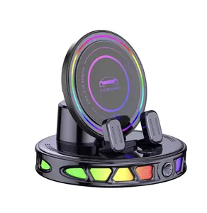 360° Rotating Wireless Charging Phone Holder for Car with RGB Ambient Light - Ultra-Stable Vacuum Suction, Auto-Lock, Fits Dashboard/Windshield, iPhone/Android, Free Car Drying Towel Gift