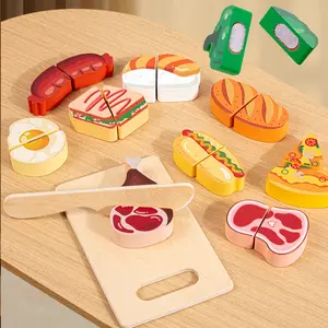 Educational Realistic Pretend Play Fruit Vegetable Cutting Toy Set, Pretend Cooking Set, Toddler Play Kitchen, Wooden Kitchen Accessories for Kids, Hand Precision Skill Training