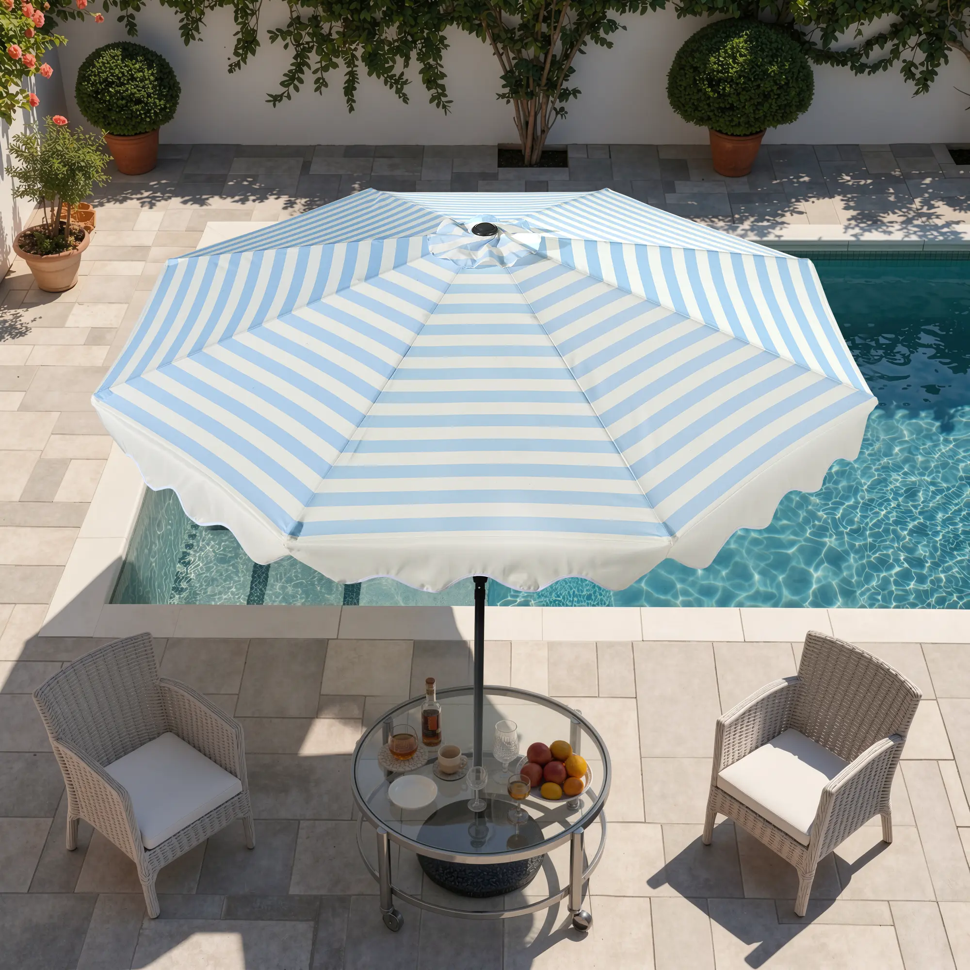 ALTRIGUS 10 FT Patio Umbrella Market Table Umbrella with 8 Sturdy Ribs, Push Button Tilt/Crank Outdoor Umbrella for Garden, Deck, Backyard, Pool and Beach