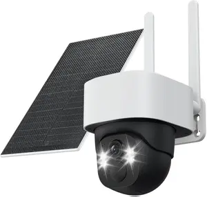 Solar Security Cameras Wireless Outdoor, 3K/5MP PTZ 360° View Battery Powered WiFi Camera for Home surveillance with Motion Tracking, AI Detection, Night vision , 2-Way Audio, IP65, SD/Cloud Storage