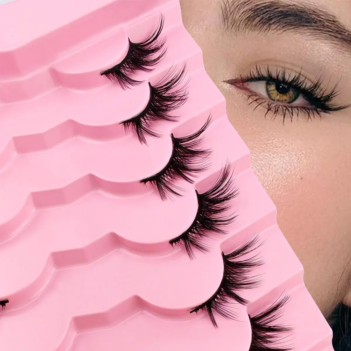 Half-eye False Eyelashes, 7 Pairs Natural Faux Lashes, Volumized False Eyelashes For Women And Girls Makeup Enhancement, Eyelash Extension