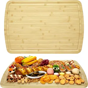 Bamboo Cutting Board - Large 30"x20" Reversible Chopping Board with Deep Juice Groove, Knife-Friendly Curved Wood Cutting Board for Meat, Vegetables, Kitchen Prep & Serving Tray