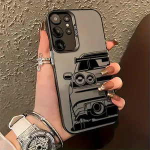 Racing Car Graffiti Phone Case for Samsung Galaxy S25 S24 S23 S22 S21 S20 FE Ultra Plus 4G 5G, Anti-Fall Frosted Back Cover Black