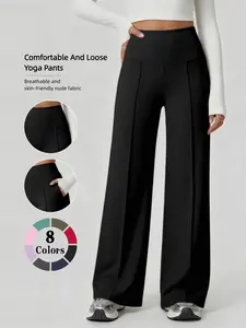 High-Waisted Yoga Wide-Leg Pants, Slim-Fitting Sporty Long Pants, Perfect for Gym, Daily Wear, and Commuting