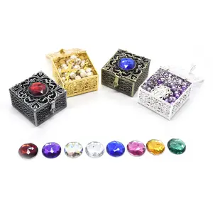 2pcs Rhinestone Vintage Lace Jewelry Box, Multi-Color Necklace Gift Box, Mini Jewelry Organizer, Party Favor Box, Wedding Decoration