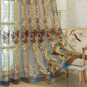1pc Vintage Embroidered Curtain, Luxurious Large Drapes, Elegant Home Decoration, 1 Piece, No Ca Prop 65 Warning
