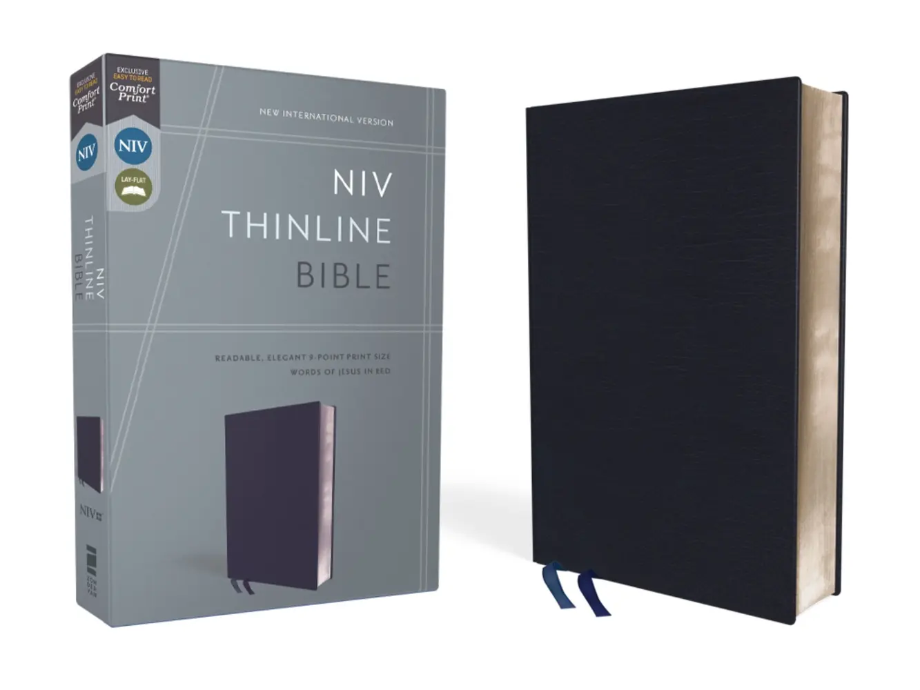 USED Book - NIV, Thinline Bible, Bonded Leather, Navy, Red Letter Edition by Zondervan (Bonded Leather) - english