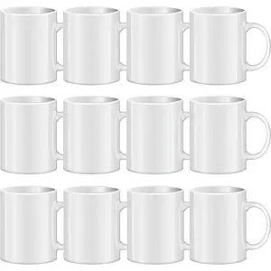 Sublimation Mugs Blank, Tazas Para Sublimacion, White Ceramic Sublimation Cups, Bulk Mugs for Coffee, , Latte, Soup, Milk, Hot Cocoa 11 oz Set of 12