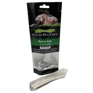 Deluxe Naturals Medium Split Elk Antler Chews for Dogs | Naturally Shed USA Collected Elk Antlers Offer A-Grade Quality, All-Natural, Long-Lasting and Durable Chewing Experience | Product of the USA | Ideal for Small and Medium Gentle Chewers