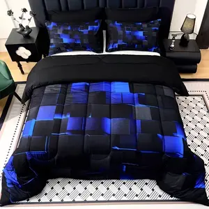 Three-Piece Bedding Set, Plaid Pattern, All-Season Soft Quilt, 2 Pillowcases, 100% Polyester Fiber, Home Decoration, Soft Bedding Sets