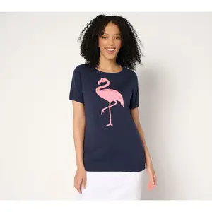 Belle Beach by Kim Gravel Let's Flamingle Sweater with Embellishment