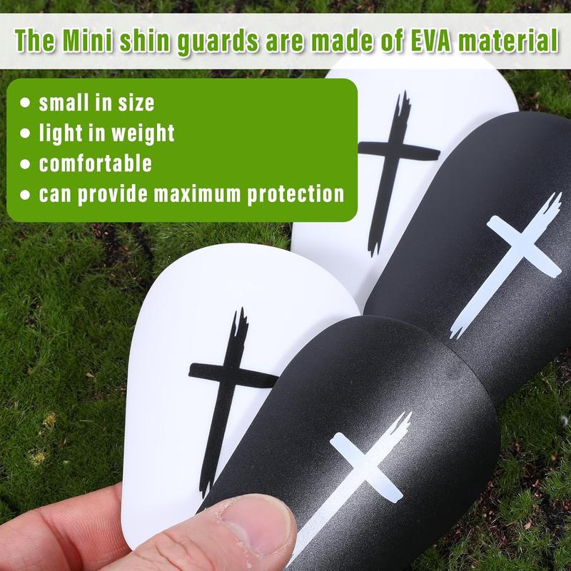 2 Pairs Black & White Cross Shin Guards Christian Faith Soccer Extra Mini Shins Guard 3 x2 Inch Small Shin Guards Comfortable Light Shin Pads Ultra Miniature Shins Guard Soccer for Men Women