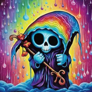5D DIY Full Drill Round Diamond Painting - Diamond Art Kit Rainbow Grim Reaper Mosaic, Canvas - DIY Wall Decor, Home Wall Decoration, Perfect for Halloween, Christmas, Independence Day, Birthdays, and Anniversary Gifts.
