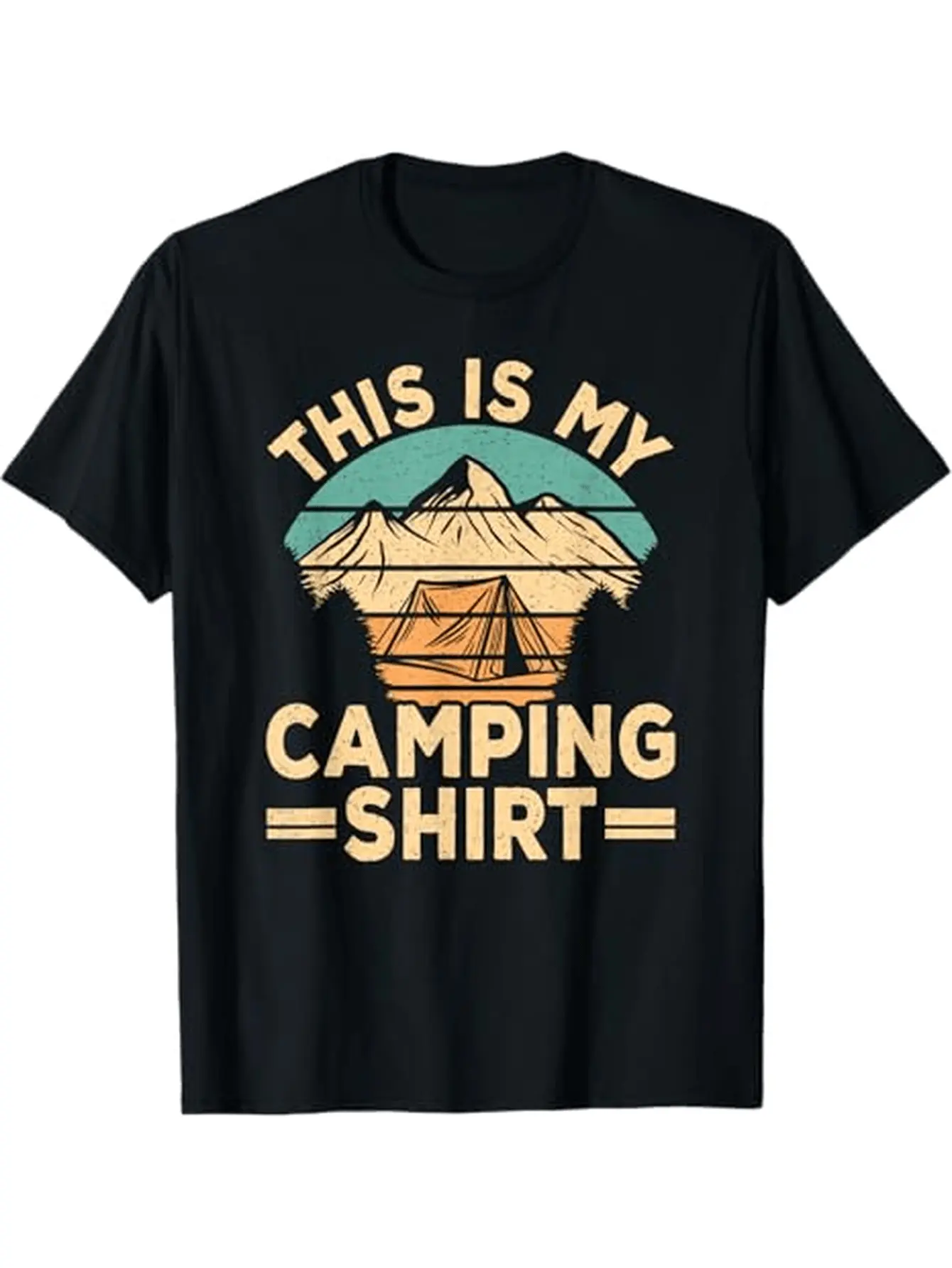 Men's & Women's 100% Cotton Retro Camping Tshirt - Relaxed Fit Oversized Classic Shortsleeve Tee, Round Neck Camper Van Graphic Print, Breathable for Outdoor Adventures & Casual Wear