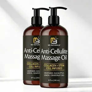 M3 Naturals Cellulite Massage Oil 8oz-Smooth the Appearance of Cellulite AL-Body Care & Skin Care Massage Oil Topical Collagen and Plant Stem CellBody Oil to Restore Texture and Elasticity-Soothing Body Oil