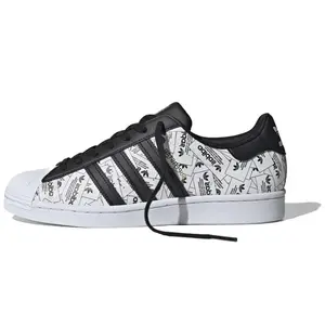 Adidas Superstar 'Label Collage' - Classic Leather Upper Serrated Three Stripes Rubber Shell Toe Sneakers