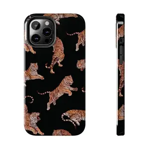 Tiger Vintage Y2K Style Tough Phone Case, Retro Sleek Black Animal Must have Phone Case For Iphone 16, 15, 14, 13, 12, Samsung Galaxy S22,S23,S24 Gift For Halloween, Best Phone case