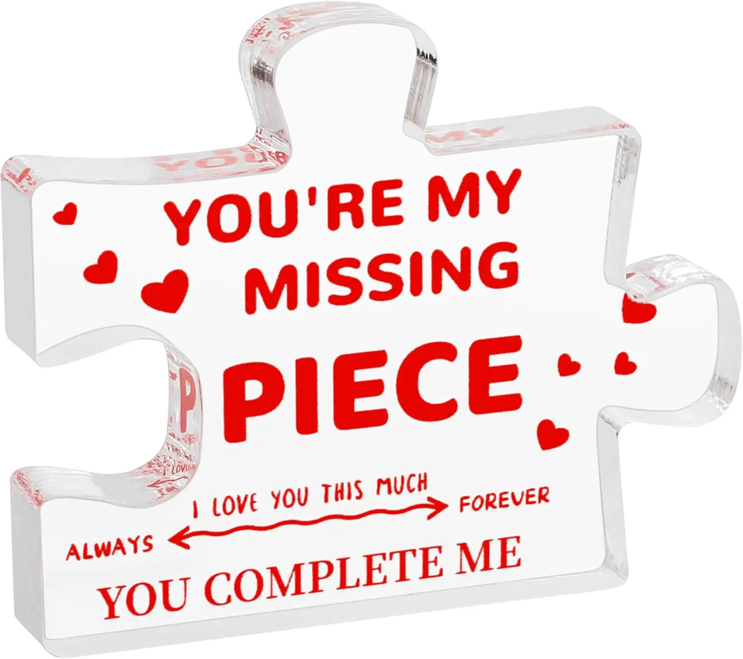 Engraved Acrylic Puzzle Plaque - Romantic Valentine's Day Gift for Her Him, You're My Missing Piece, I Love You This Much, Perfect for Wife Husband, Anniversary, Christmas, and More