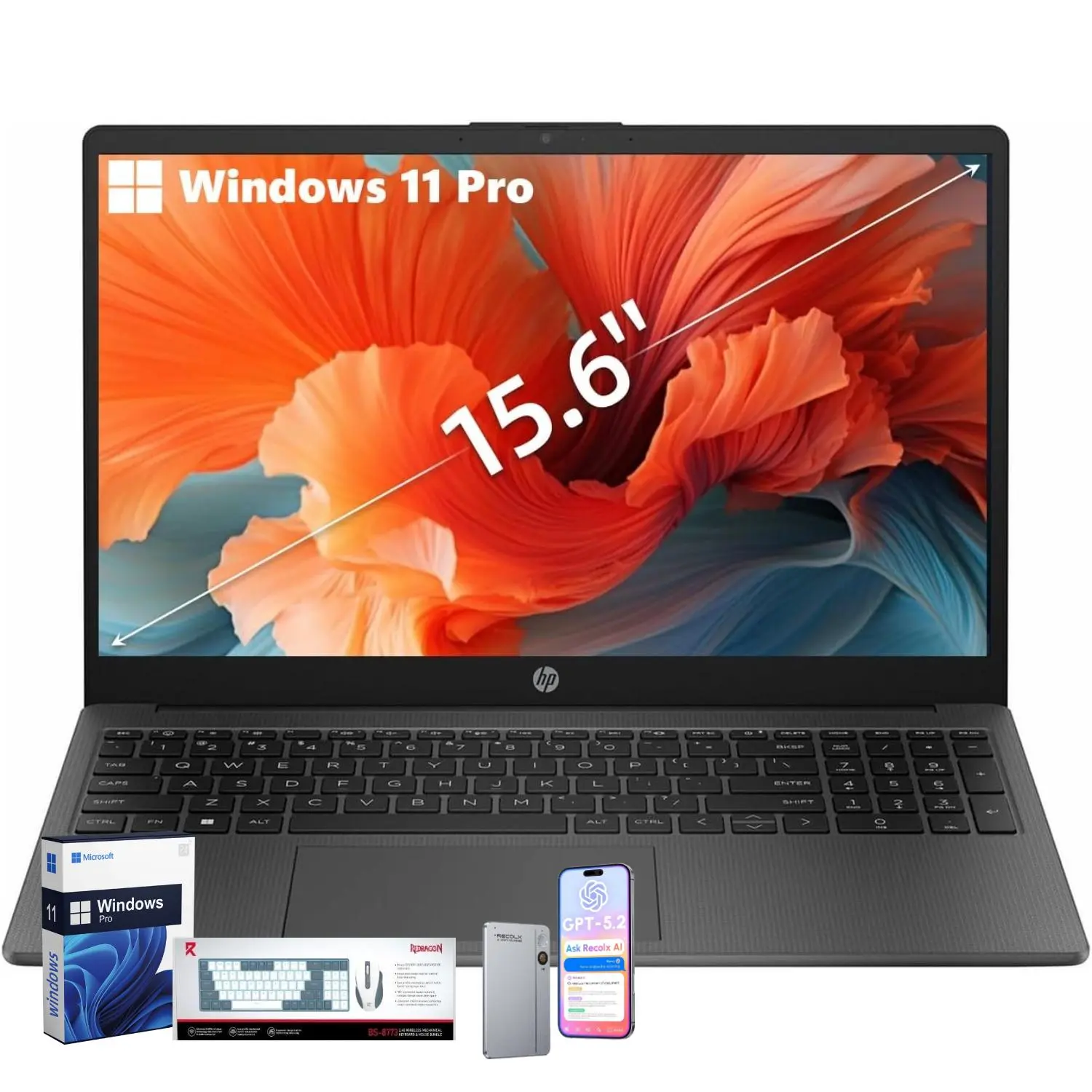 2026 HP Business & Study Laptop | AMD Ryzen 7 | 15.6" FHD | Numeric Keypad | Webcam | Win11 Pro | up tp 32GB RAM,512GB SSD | Bundle Accessory