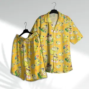 Duck Hawaii Hawaiian Set, Cute Type Aloha Beach Shirt Anime Shirt Gifts, Anime Inspired Tropical Short, PKM Hawaiian Shirt, PKM Hawaiian Trunk, Summer Vacation Gift, Gift for Anime Fans