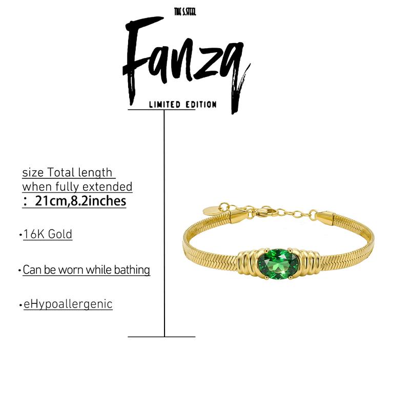 Fanzq 16k Gold Bracelet with Emerald Gem | Vintage Luxe Statement Jewelry for Party/Daily ,gifts for women,gifts for girlfriend,christmas gifts for gf,gifts for mom,mom gifts