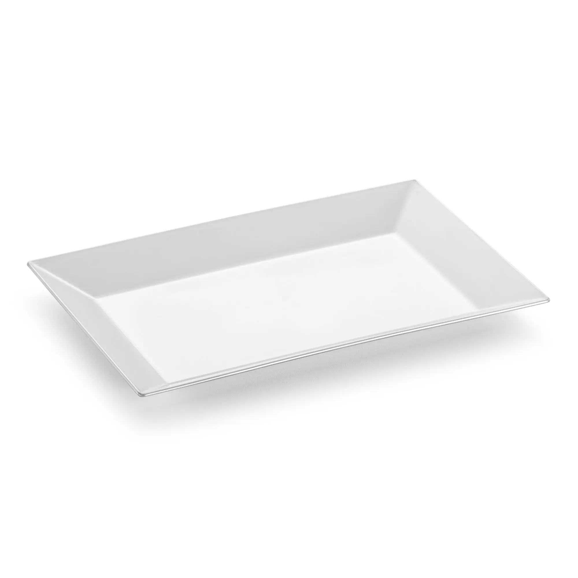 Silver Rectangular Plastic Dessert Plates (5.5" x 8.5")