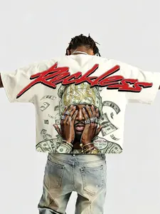 American High Street Reckless Hip Hop Portrait Bat Sleeve Loose T-Shirt, Street Retro Short Sleeve T-Shirt, Fashionable and Comfortable