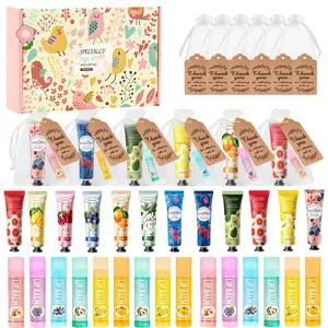 Sjopa Bulk Gift Set Lip Balm & Hand Cream Smooth Skin Party Gifts for Brides Guests Company Team Building Thank You Friends