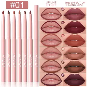 6pcs Long-Lasting Matte Lip Liner Pen Set, Waterproof Sweatproof, Easy Coloring Non-fading Color Rendering Lip Gloss Set Beauty Makeup Lipliner