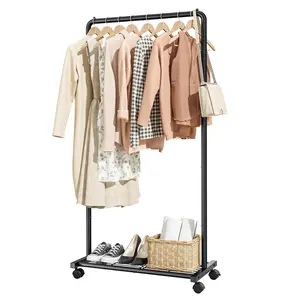 Black Clothes Rack Stand, Freestanding Garment Rack for Hanging Clothes, Coats & Dresses