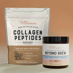 Live Conscious Morning Ritual - Collagen Peptides + Beyond Brew - Collagen Types I & III, 6-in-1 Adaptogenic Mushroom Blend Live Conscious Morning Ritual - Collagen Peptides + Beyond Brew - Collagen Types I & III, 6-in-1 Adaptogenic Mushroom Blend