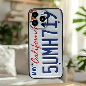 Phone case: Minimalist California License Plate Decorative Pendant 5UMH79 Printed Full-Wrap Black Phone Case for iPhone 17 Pro Max/11/12/13/14/15/15 Pro/15 Plus/15 Pro Max/X/XS Max/XR/11 Pro/12 Pro/13 Pro/14 Pro/12 /13 /11 Pro Max/12 Pro Max/13 Pro