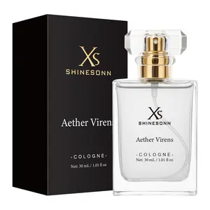 SHINESONN Aether Virens Men's Cologne, with lavender as the top note, floral and fruity middle note, and sandalwood and mint as the base note. Fresh woody floral scent, 30 ml (1.01 fl oz). First choice for business people, passionate perfume