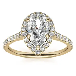 Yellow Gold Pear Shape Moissanite Ring – 00560