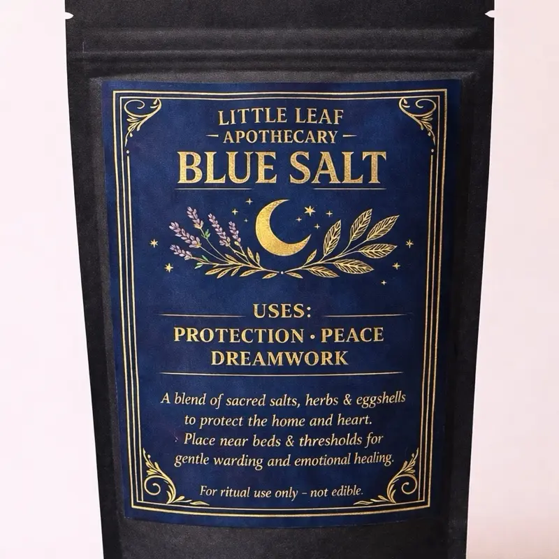 Little Leaf Apothecary Blue Ritual Salt | Protection • Peace • Dreamwork Botanical Salt for Ritual Use Only 3 oz