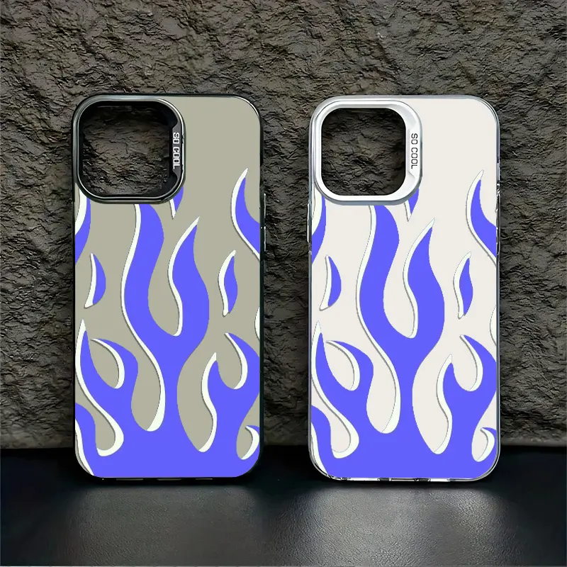 Cool purple flame pattern American street style hip-hop design Casing For iPhone 17 16 15 14 13 12 11 PRO PLUS MAX Samsung S25 S26 FE Ultra Hard PET PC Anti-Drop Protective Camera Protection Tough premium beautiful fashion Phone Cases Shell  L1123