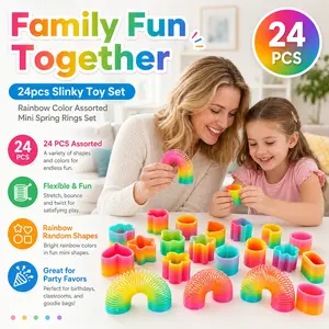 24pcs Slinky Toy Set, Rainbow Color Assorted Mini Spring Rings Set, Perfect Party Bag Fillers & Stocking Stuffers for Kids - Classic Spring Toys for Endless Fun and Entertainment - Ideal for Birthday Parties Fun Elasticity, Party Favors